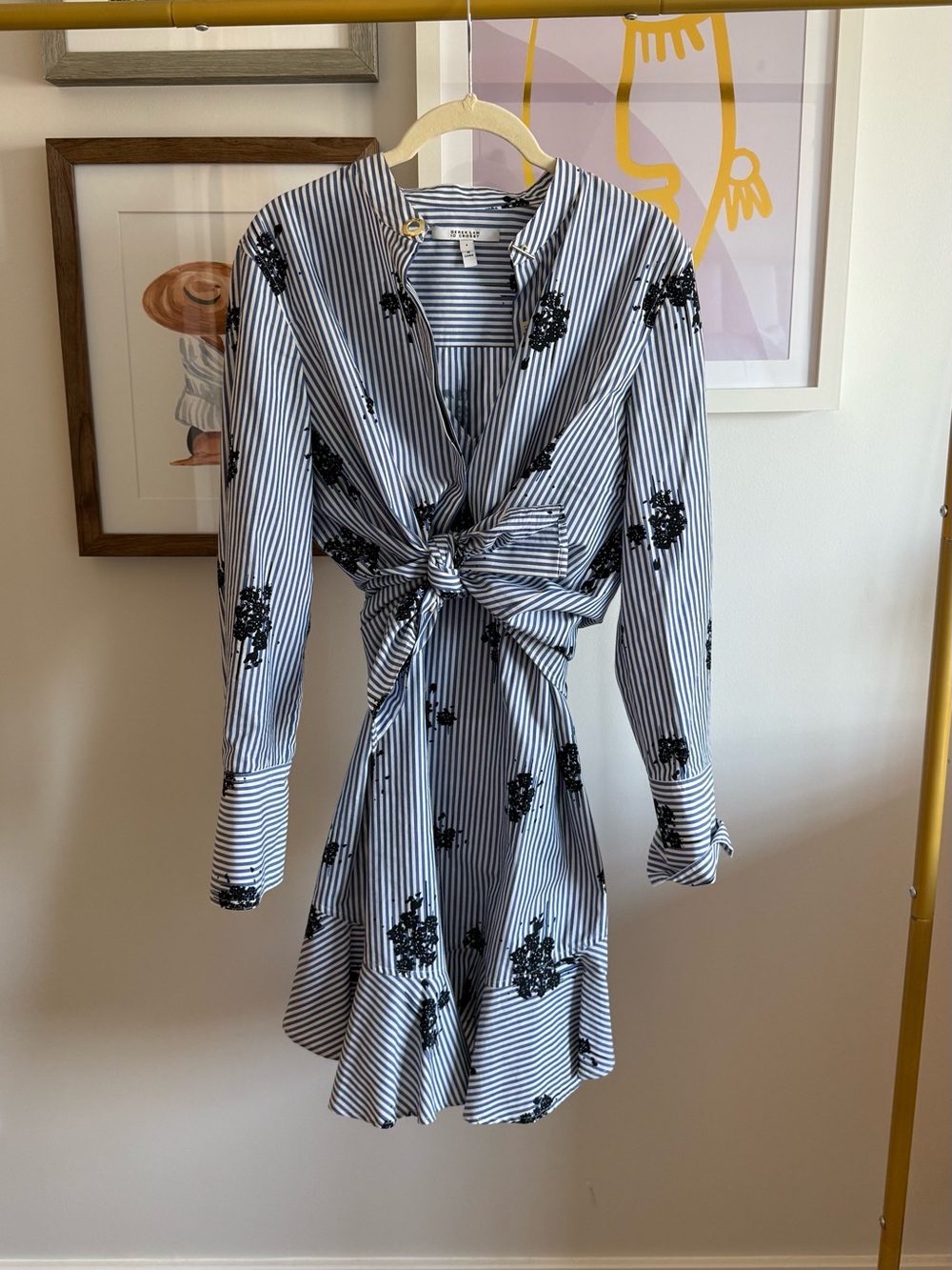 10 Crosby Derek Lam Navy and White Striped Tie-Front Mini Dress • 4